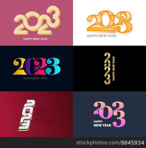 Big Collection of 2023 Happy New Year symbols Cover of business diary for 2023 with wishes