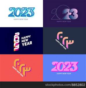 Big Collection of 2023 Happy New Year symbols Cover of business diary for 2023 with wishes