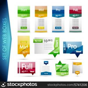 Big collection of abstract web boxes for promotion. Eps10 vector backgrounds, icons, tables