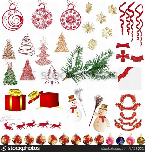 Big collection of different vector Christmas elements for design use