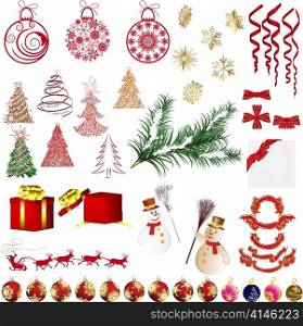 Big collection of different vector Christmas elements for design use