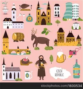 Big collection of famous landmarks of Czech Republic. Vector illustrations. Big collection of famous landmarks of Czech Republic. Vector illustration