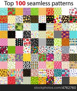 Big Collection, Set of 100 Top Seamless Pattern Backgrounds. Vector Illustration EPS10