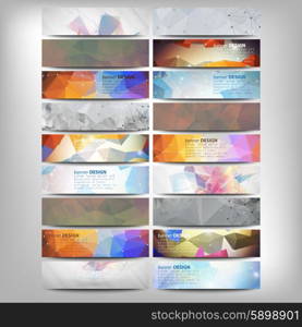 Big colored abstract banners set. Conceptual triangle design vector templates. Modern abstract banner design, business design and website templates.