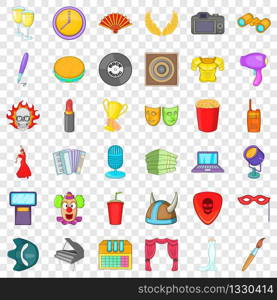 Big concert icons set. Cartoon style of 36 big concert vector icons for web for any design. Big concert icons set, cartoon style