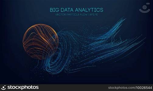 Big data analytics abstract vector background. Abstract technology background wave flow. Data science concept. 3d vector sphere data stream in abstract style.. Big data analytics abstract vector background. 3d vector sphere data stream in abstract style. Abstract technology background wave flow. Data science concept. Technology analysis. Worldwide business global network connection concept.
