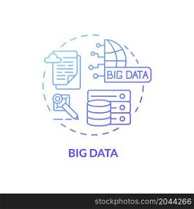 Big data blue gradient concept icon. Business and industry info service. Gathering and analyzing information abstract idea thin line illustration. Vector isolated outline color drawing. Big data blue gradient concept icon