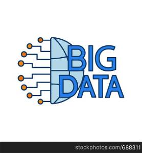 Big data color icon. Cloud computing. Cloud network. Database. Artificial intelligence. Isolated vector illustration. Big data color icon