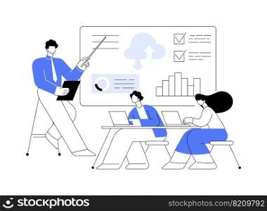Big data conference abstract concept vector illustration. Innovative idea presentation, science meeting, place to join analysts, latest scientific research, learning platform event abstract metaphor.. Big data conference abstract concept vector illustration.