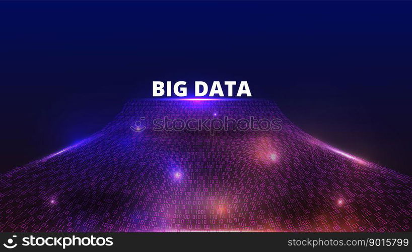 Big data flow. Abstract technology background. Binary code. Information encryption. Digital communication funnel. Cyber energy connect. Glow sparkles. One or zero symbols. Vector illustration pattern. Big data flow. Abstract technology background. Binary code. Information encryption. Digital communication funnel. Cyber energy connect. One or zero symbols. Vector illustration pattern