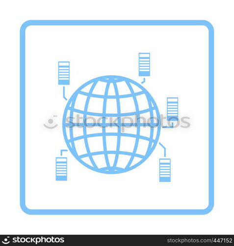 Big Data Icon. Blue Frame Design. Vector Illustration.