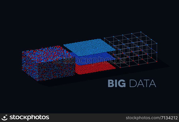 Big data illustration with structuring map reduce process showing clusters of data sequencing in organized order for analysis