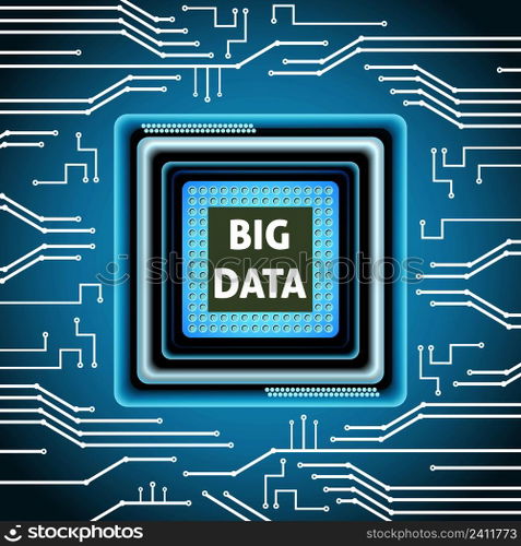 Big data microchip computer electronics cpu background vector illustration