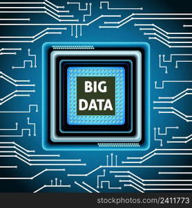 Big data microchip computer electronics cpu background vector illustration