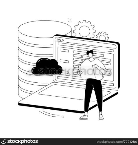 Big data programming abstract concept vector illustration. Software development, big data programmer, coding course, choose programming language, data science tools, framework abstract metaphor.. Big data programming abstract concept vector illustration.