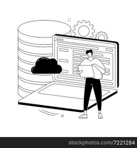 Big data programming abstract concept vector illustration. Software development, big data programmer, coding course, choose programming language, data science tools, framework abstract metaphor.. Big data programming abstract concept vector illustration.