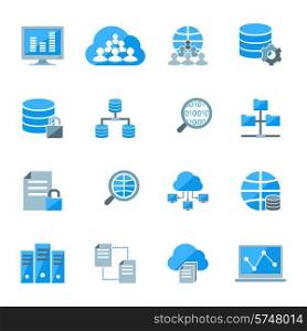 Big data secure exchange and analysis wireless computer centre information storage pictograms collection abstract isolated vector illustration