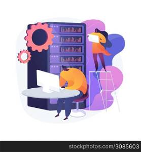 Big data storage abstract concept vector illustration. Big data architecture, real-time analytics, commodity server, high-capacity disk infrastructure, storage area network abstract metaphor.. Big data storage abstract concept vector illustration.