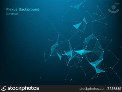 Big data visualization . Abstract vector polygonal background . Molecular bond Broken lights . Triangle Plexus elements . Science, technology concept . Blured molecular particles .