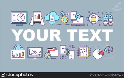 Big data word concepts banner. Digital technology. Computing. Isolated lettering typography idea with linear icons. Data analytics. IT business. Vector outline illustration. Big data word concepts banner