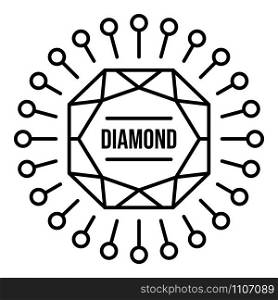 Big diamond logo. Outline big diamond vector logo for web design isolated on white background. Big diamond logo, outline style