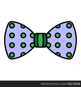 Big dot bow tie icon. Outline big dot bow tie vector icon color flat isolated on white. Big dot bow tie icon color outline vector