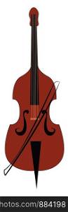 Big double bass, illustration, vector on white background.