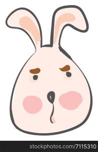 Big eared grumpy hare vector or color illustration
