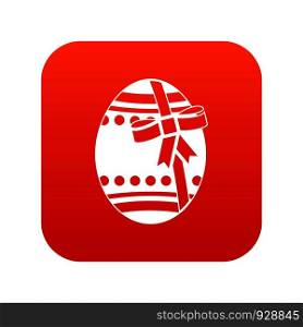 Big easter egg icon digital red for any design isolated on white vector illustration. Big easter egg icon digital red