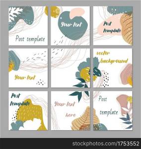 Big editable puzzle template for social media post templates. Instagram business, fashion, brand ad templates collection for posts and stories advertising. Soft pale pastel color palette.For instagram. Summer Instagram business, fashion, brand ad templates collection for posts and stories advertising