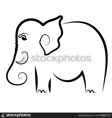 Big Elephant Symbol Isolated on White Background.. Elephant