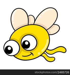 big eyed yellow fly monster is flying