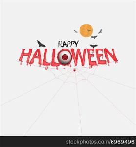 Big eyes   Halloween banner calligraphy.Halloween trick or treat party celebration.Happy Halloween vector lettering.Holiday calligraphy for banner,poster,greeting card,party invitation.Vector illustration.