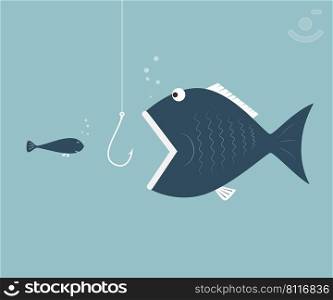 Big fish eat little fish. Concept of Saving oneself.