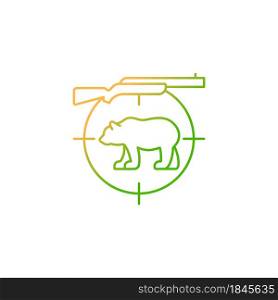 Big game hunting gradient linear vector icon. Hunt large animals. African species hunting. Safari. Capture elephant. Thin line color symbol. Modern style pictogram. Vector isolated outline drawing. Big game hunting gradient linear vector icon
