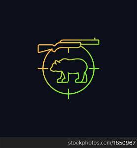 Big game hunting gradient vector icon for dark theme. Hunt large animals. African species hunting. Safari. Thin line color symbol. Modern style pictogram. Vector isolated outline drawing. Big game hunting gradient vector icon for dark theme