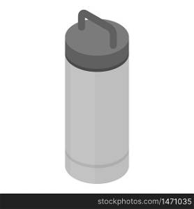 Big gray thermos icon. Isometric of big gray thermos vector icon for web design isolated on white background. Big gray thermos icon, isometric style