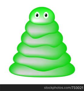 Big Green Slime on White Background. Jelly Monster. Vector illustration for Design, Game. Cute Game Hero Character.
