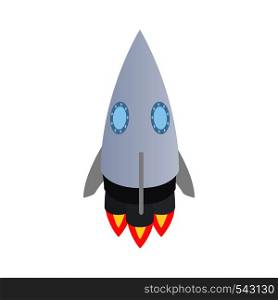 Big grey rocket icon in isometric 3d style isolated on white background. Space and flight symbol. Big grey rocket icon, isometric 3d style