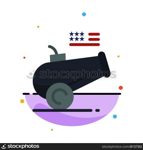 Big Gun, Cannon, Howitzer, Mortar Abstract Flat Color Icon Template