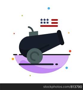 Big Gun, Cannon, Howitzer, Mortar Abstract Flat Color Icon Template