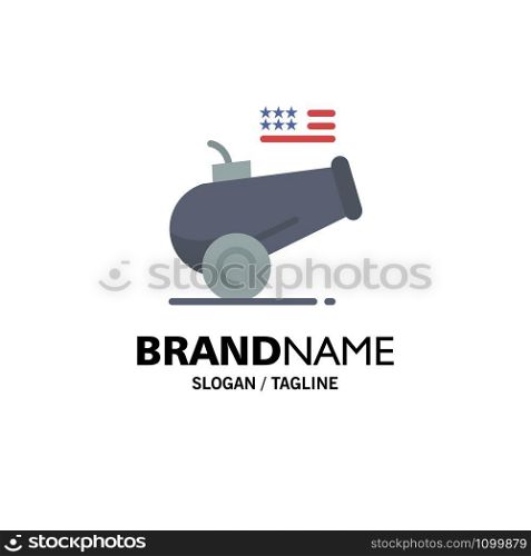 Big Gun, Cannon, Howitzer, Mortar Business Logo Template. Flat Color