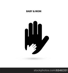 Big hand and small hand icon.Idea of the sign for the association of care.Hand in hand concept.Baby and Mom hand.Vector illustration