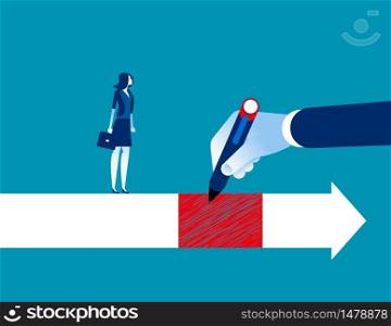 Big hand helping businessman skip to successful. Concept business vector illustration, Pen and Drawing, Achievement.