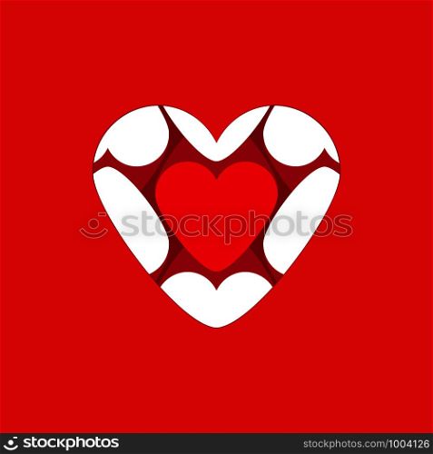 Big heart icon composed of small hearts isolated. Love or Healthcare concept. vector Illustration EPS 10