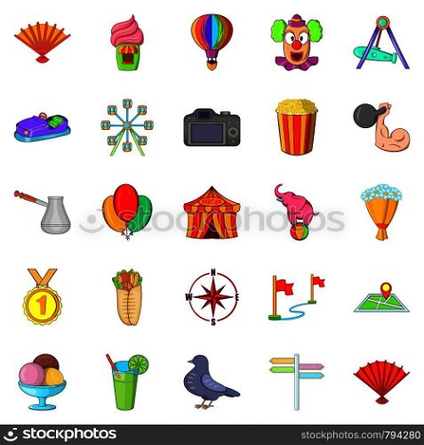 Big holiday icons set. Cartoon set of 25 big holiday vector icons for web isolated on white background. Big holiday icons set, cartoon style