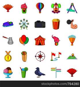 Big holiday icons set. Cartoon set of 25 big holiday vector icons for web isolated on white background. Big holiday icons set, cartoon style