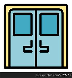 Big hospital door icon outline vector. Front design. Wall office color flat. Big hospital door icon vector flat