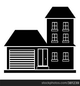 Big house with garage icon. Simple illustration of house vector icon for web design. Big house with garage icon, simple style
