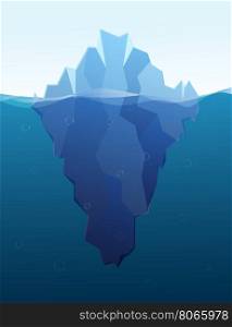Big iceberg in the sea, concept flat illustration